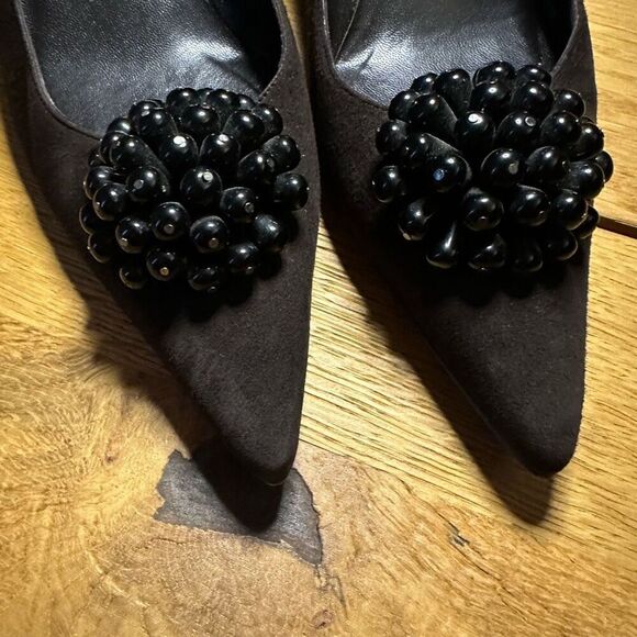 Vintage Stuart weitzman suede beaded heels 6 - Picture 4 of 6